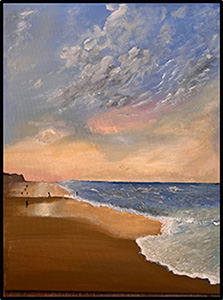 Image of Samantha Mack's acrylic painting, Sunset Beach.
